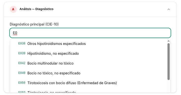 Autocompletado de Diagnósticos y Medicamentos